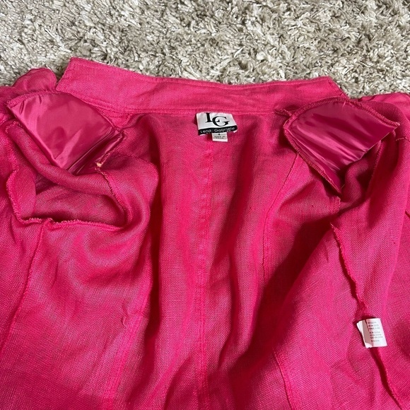 Lena Gabrielle Vintage 100% Linen Pink Fuschia Ruffle Jacket Size 4 #0449 - Picture 12 of 16